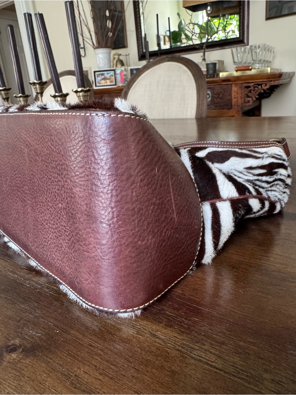 Vintage J.Crew Collection - Zebra Calf Hair Leather Hobo Bag, Circa 2000s - Picture 8 of 11
